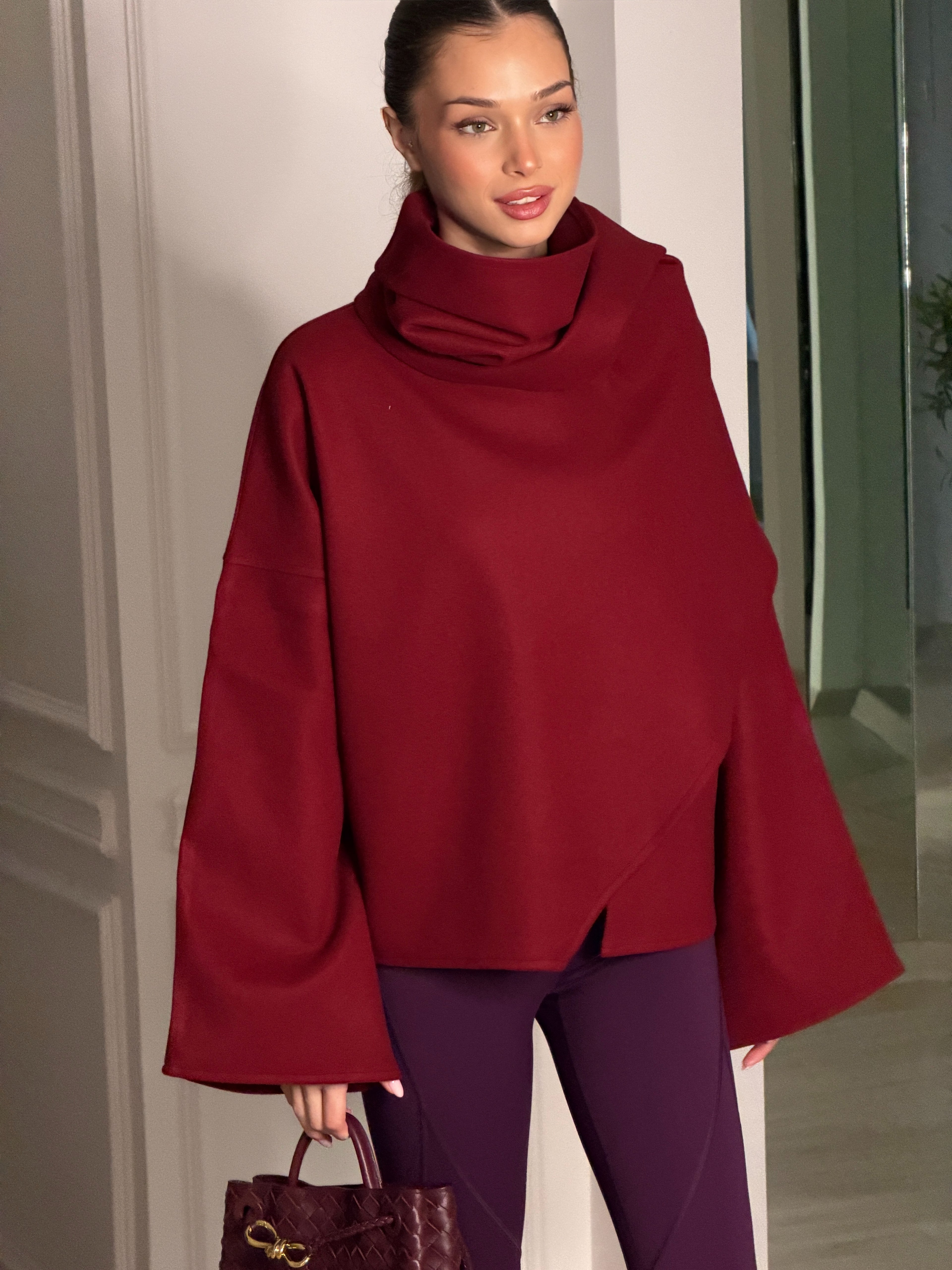 Alexia Kaşe Atkılı Bordo Ceket