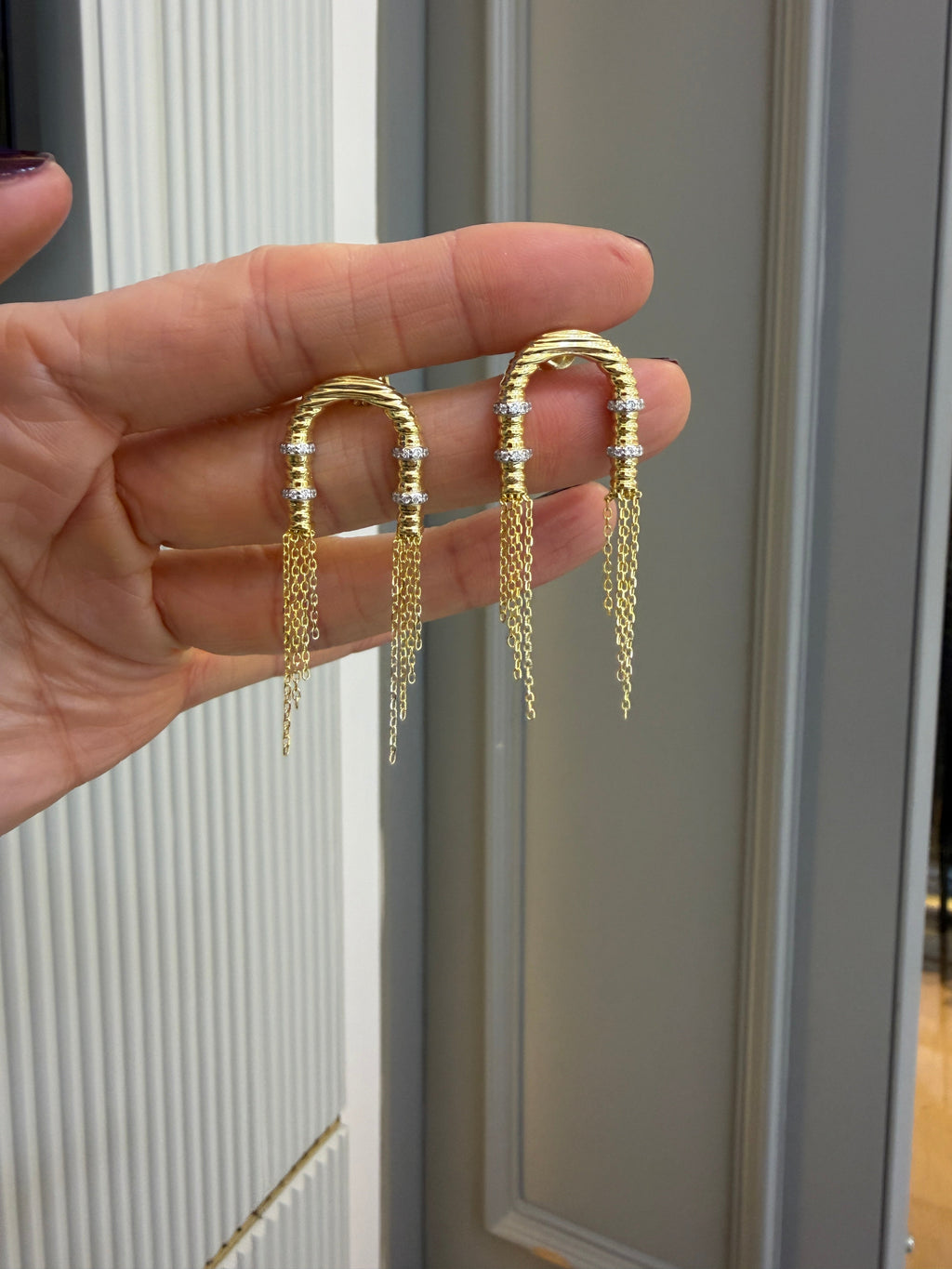 Leonie Köprü Altın kaplama Gümüş Halka Küpe