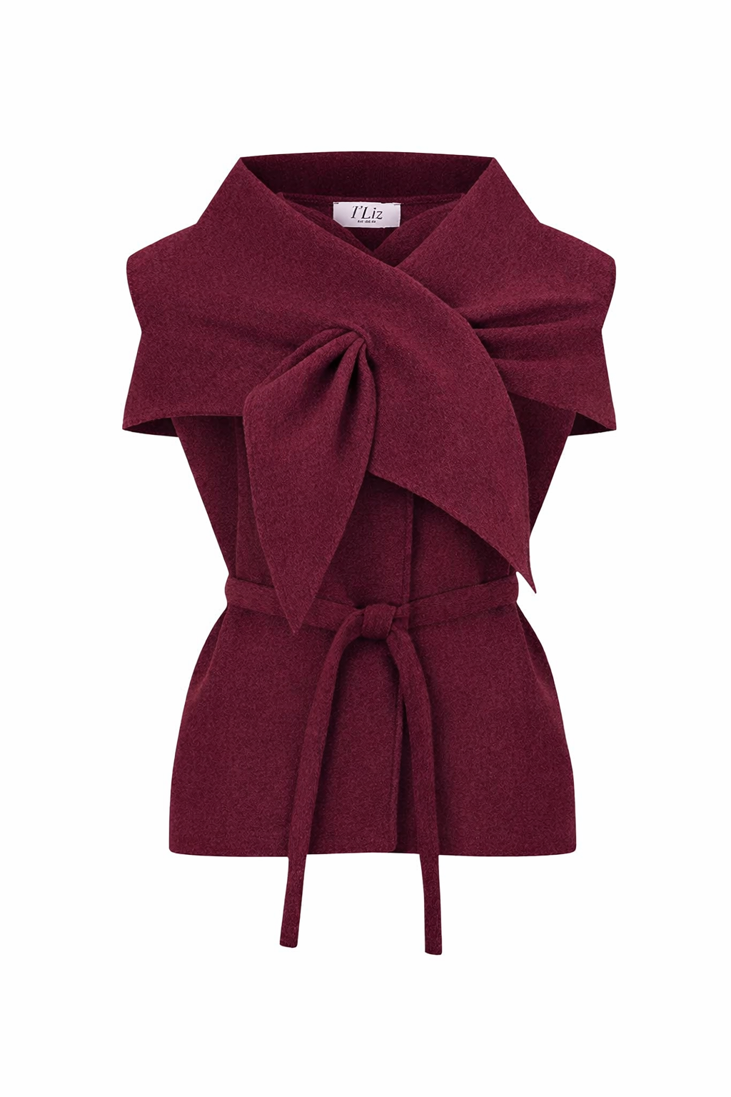 Şal Detaylı Kate Yelek  - Bordo