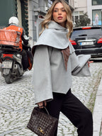 Alice Kaşe Kapşionlu Gri Pelerin