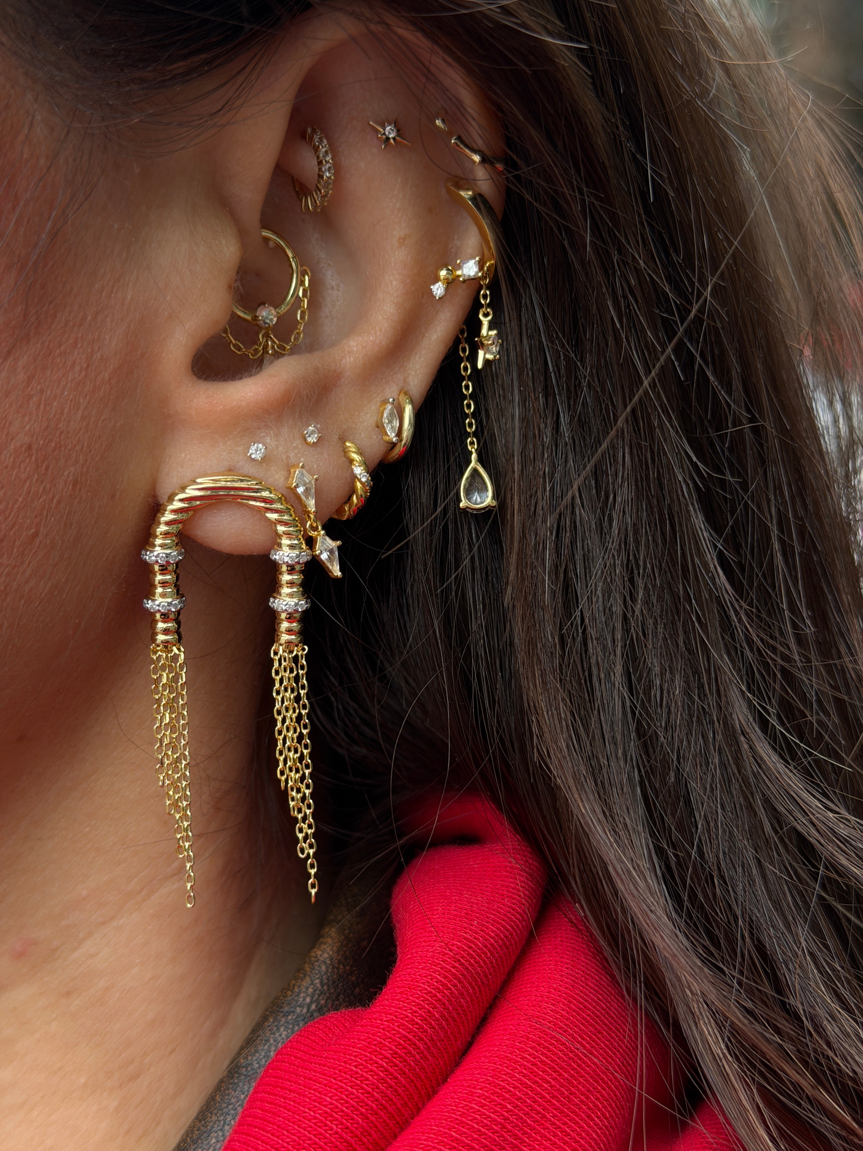 Leonie Köprü Altın kaplama Gümüş Halka Küpe