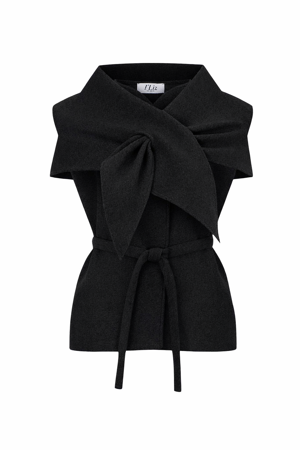 Şal Detaylı Kate Yelek  - Siyah
