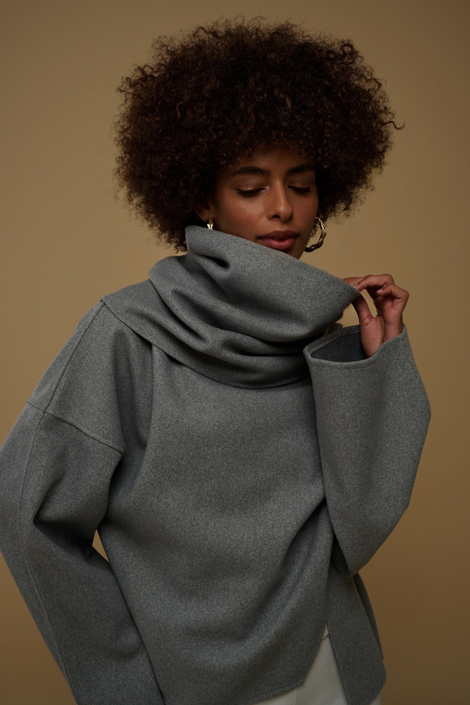 Alexia Kaşe Atkılı Gri Ceket