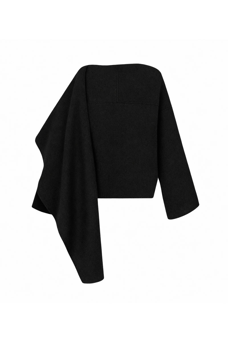 Alexia Kaşe Atkılı Siyah Ceket siyah arka