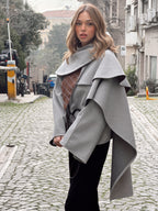 Alice Kaşe Kapşionlu Gri Pelerin