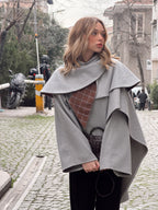 Alice Kaşe Kapşionlu Gri Pelerin