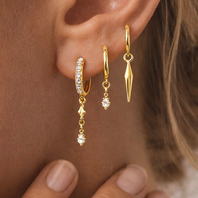 Leonie Kurşun detaylı Gümüş Küpe