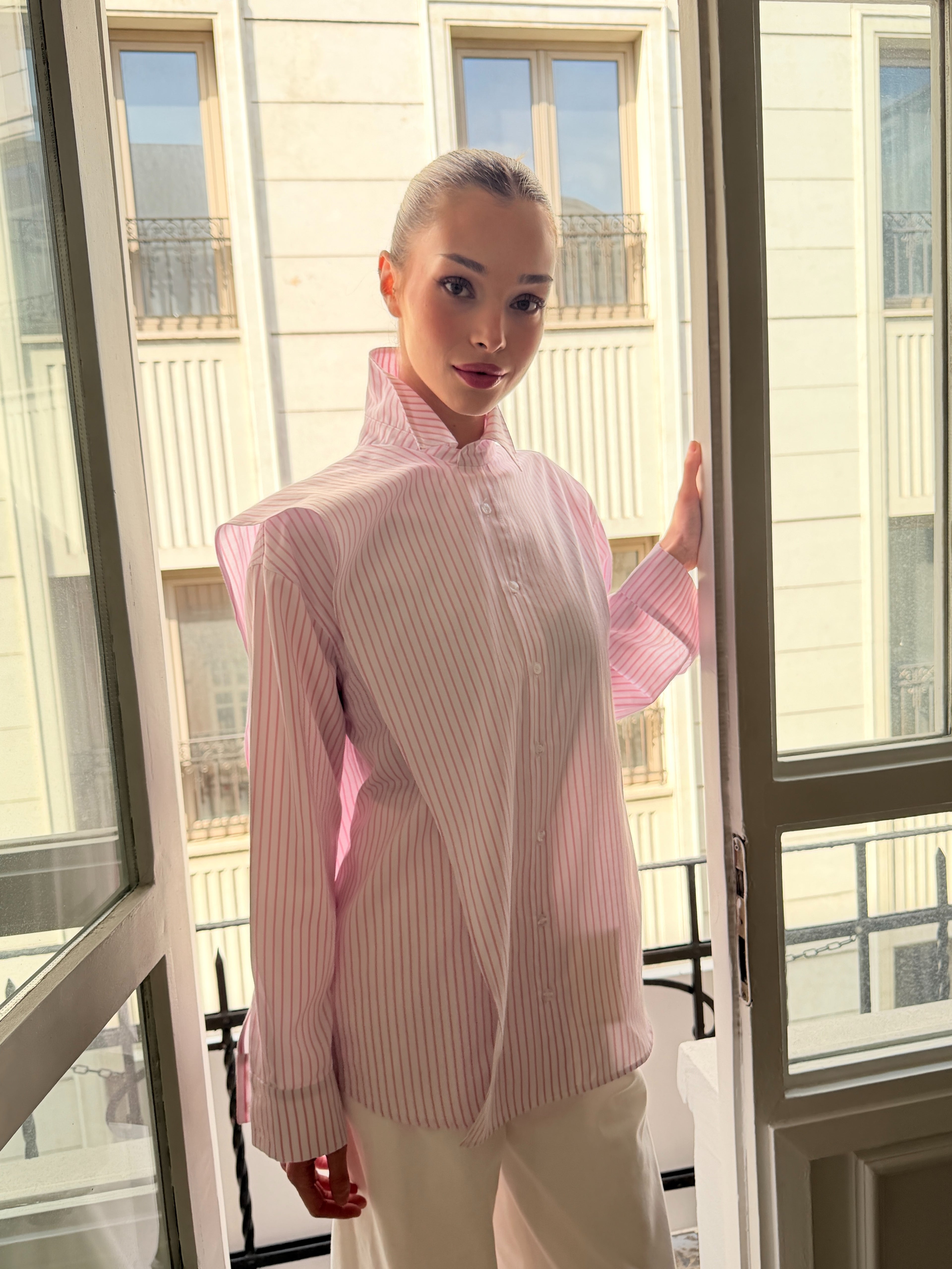 Bella Çizgi Şal detaylı Gömlek