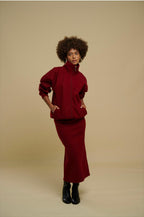 Alexia Kaşe Atkılı Bordo Palto