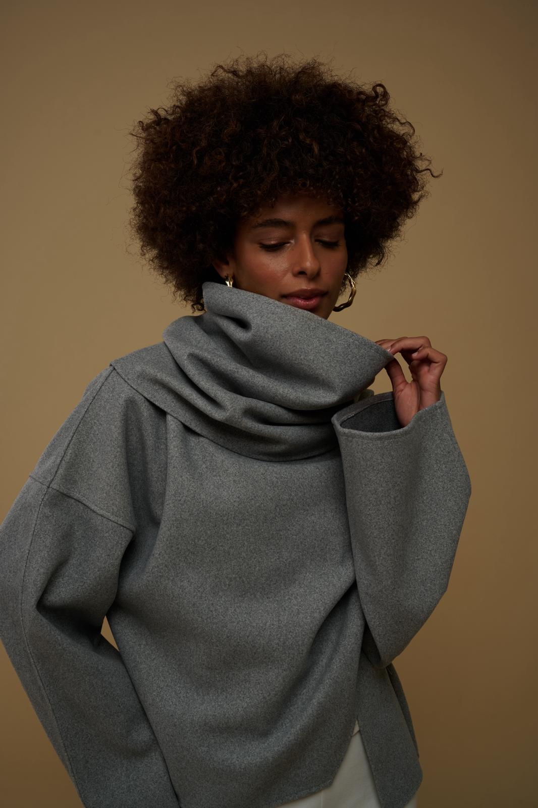 Alexia Kaşe Atkılı Gri Ceket